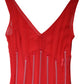 Red Silk Sleeveless Sheath V-neck Midi Dress