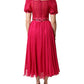 Pink Silk Embellished A-line Midi Dress