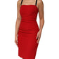 Red Stretch Bodycon Sheath Knee Length Dress