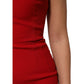 Red Stretch Bodycon Sheath Knee Length Dress