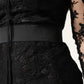 Black Lace Trim Cotton Sheath Midi Dress