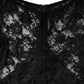 Black Lace Trim Cotton Sheath Midi Dress