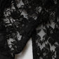 Black Lace Trim Cotton Sheath Midi Dress