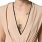 Multicolor Silk Deep V-neck Sleeveless Knee Length Dress