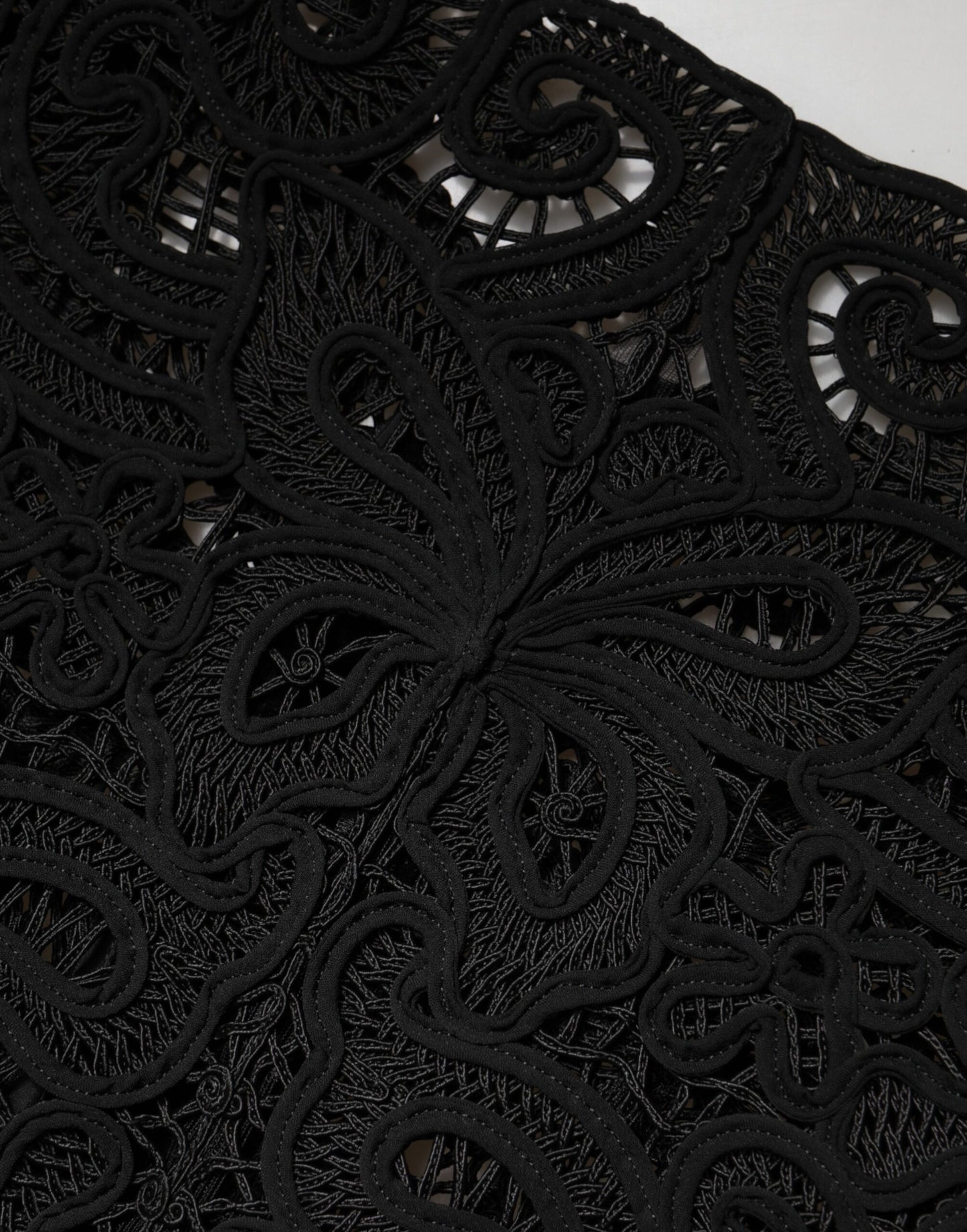 Black Floral Lace Cropped Coat  Jacket