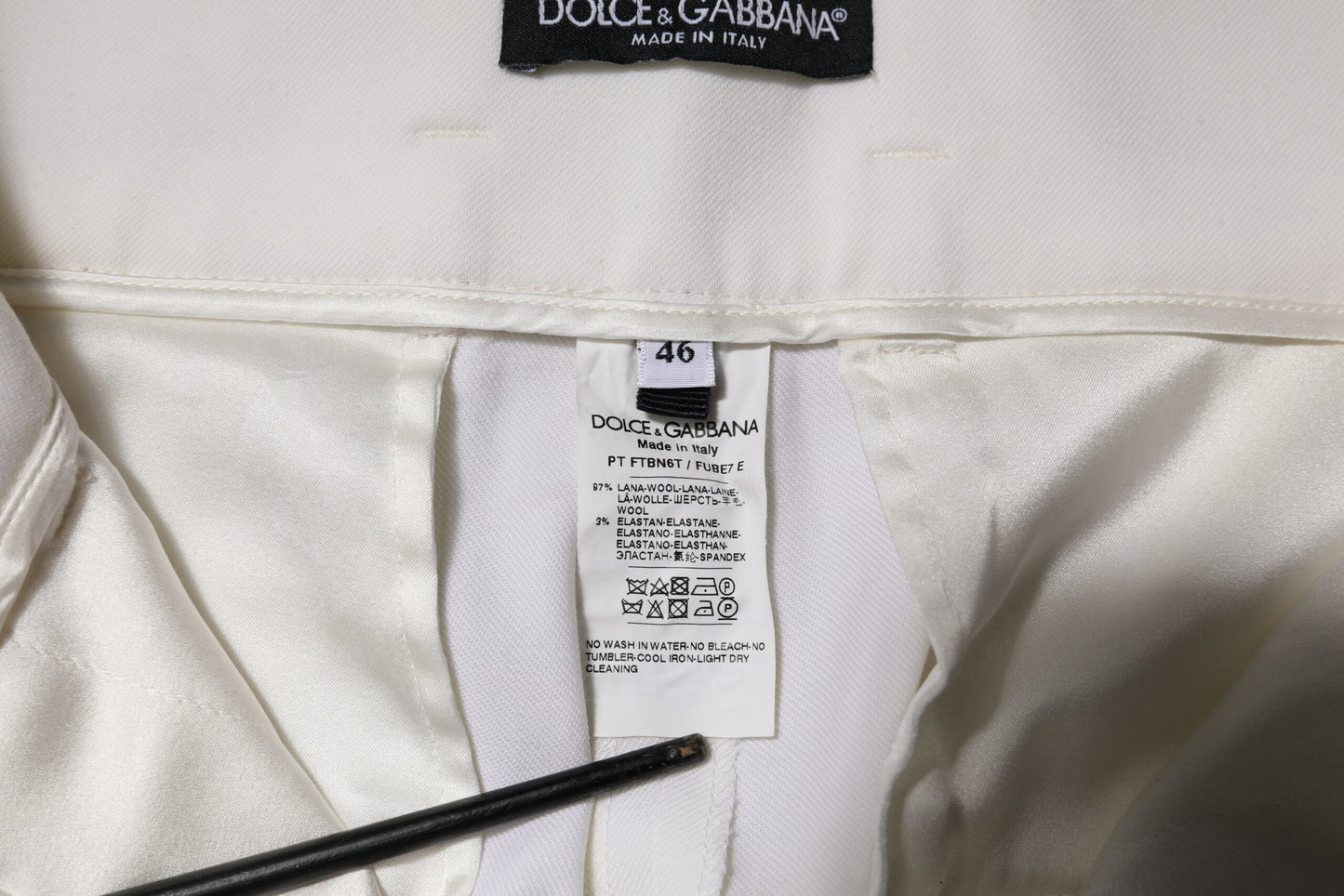 White Wool High Waist Tapered Trouser Pants