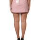 Glossy Pink Cotton High Waist Mini Skirt