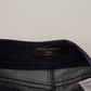 Blue Denim Stretch Crystal Hot Pants Shorts