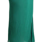 Dark Green High Waist Midi Skirt Pencil Cut Pleated