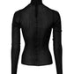 Black Viscose Turtle Neck Pullover Top