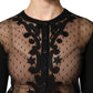 Black Sheer Button Down Cardigan Sweater