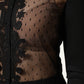 Black Sheer Button Down Cardigan Sweater