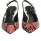 Multicolor Leather Heels Slingback Shoes