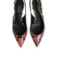 Multicolor Leather Heels Slingback Shoes