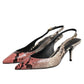 Multicolor Leather Heels Slingback Shoes