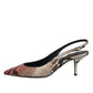 Multicolor Leather Heels Slingback Shoes