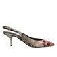 Multicolor Leather Heels Slingback Shoes