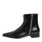 Black Leather Chelsea Short Ankle Boots Shoes