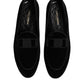 Black Velvet Slip On Loafers Formal Men Shoes