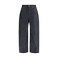 Blue Cotton Casual Pants