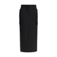 Black Fleece Wool Midi Skirt