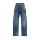 Blue Cotton Straight-Leg Jeans