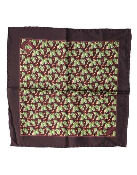 Brown Cactus Print Square Handkerchief Scarf