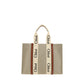 Beige Linen Shoulder Bag
