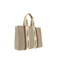 Beige Linen Shoulder Bag