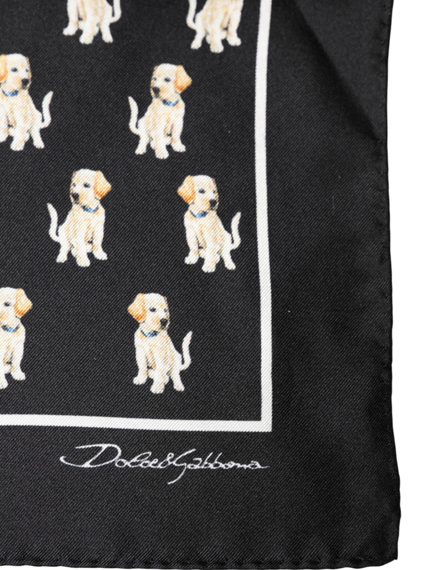 Black Dog Print Square Handkerchief Scarf