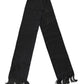 Black Logo Silk Fringes Neck Foulard Scarf