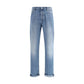 Light Blue Cotton Straight-Leg Jeans