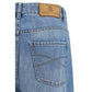 Light Blue Cotton Straight-Leg Jeans