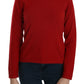 Cashmere Red Round Neck Pullover Top Sweater