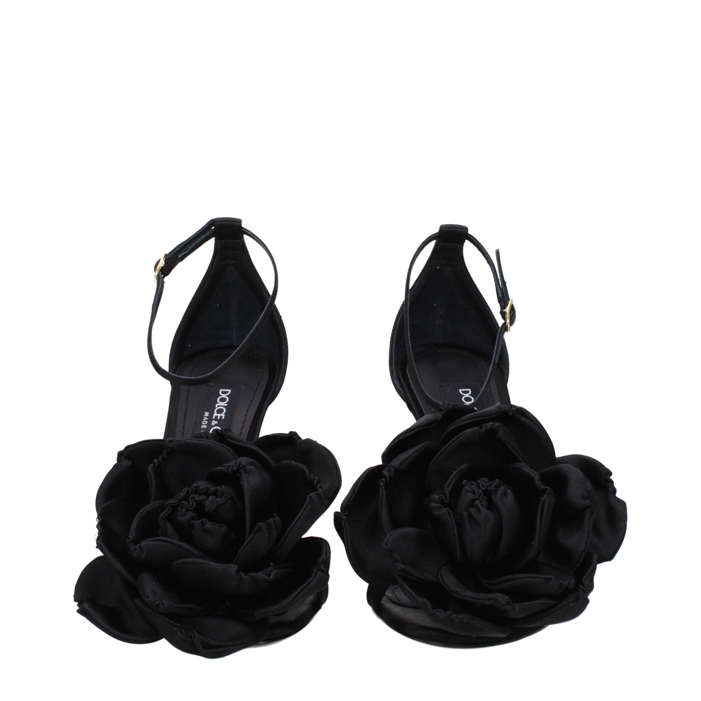 Black Satin Stiletto Heel Sandals