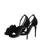 Black Satin Stiletto Heel Sandals