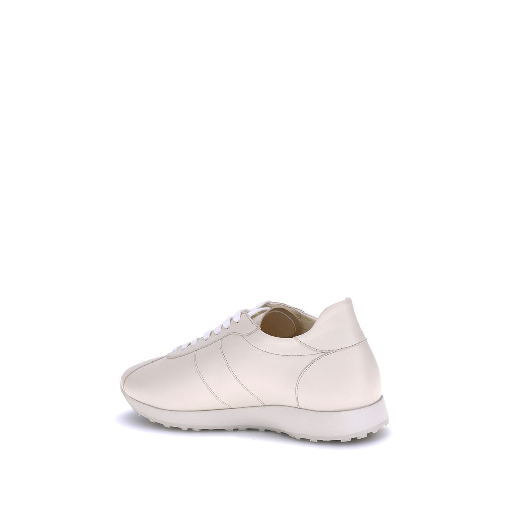 Cream Calf Leather Bos Taurus Low Top Sneakers