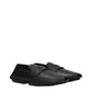 Black Leather Slip-On Loafers