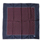 Blue Red Patterned Silk Square Foulard Scarf