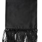 Black Silk Fringes Neck Wrap Foulard Scarf