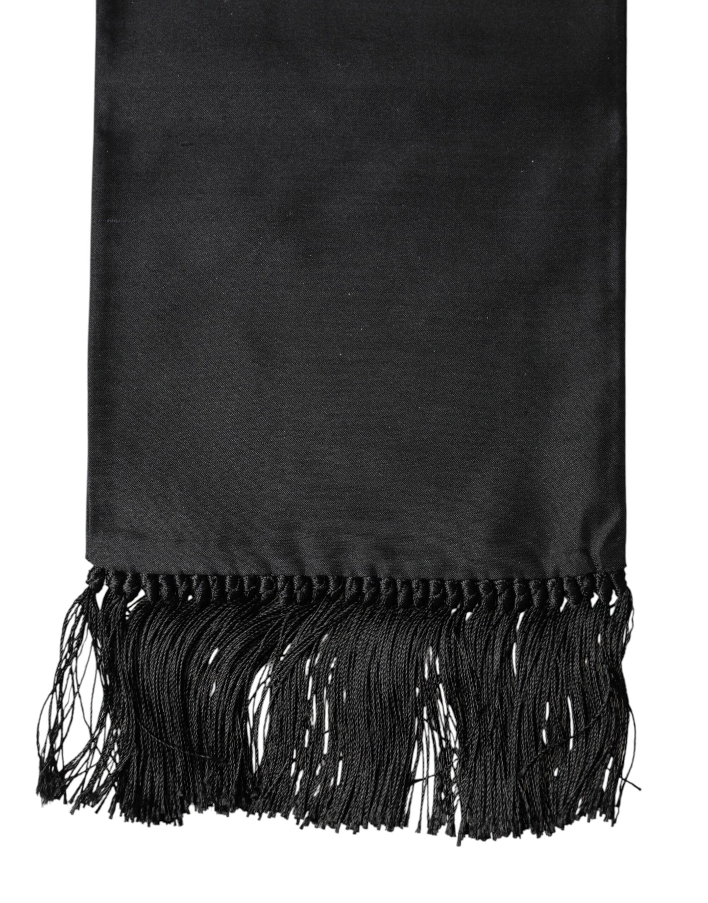 Black Silk Fringes Neck Wrap Foulard Scarf