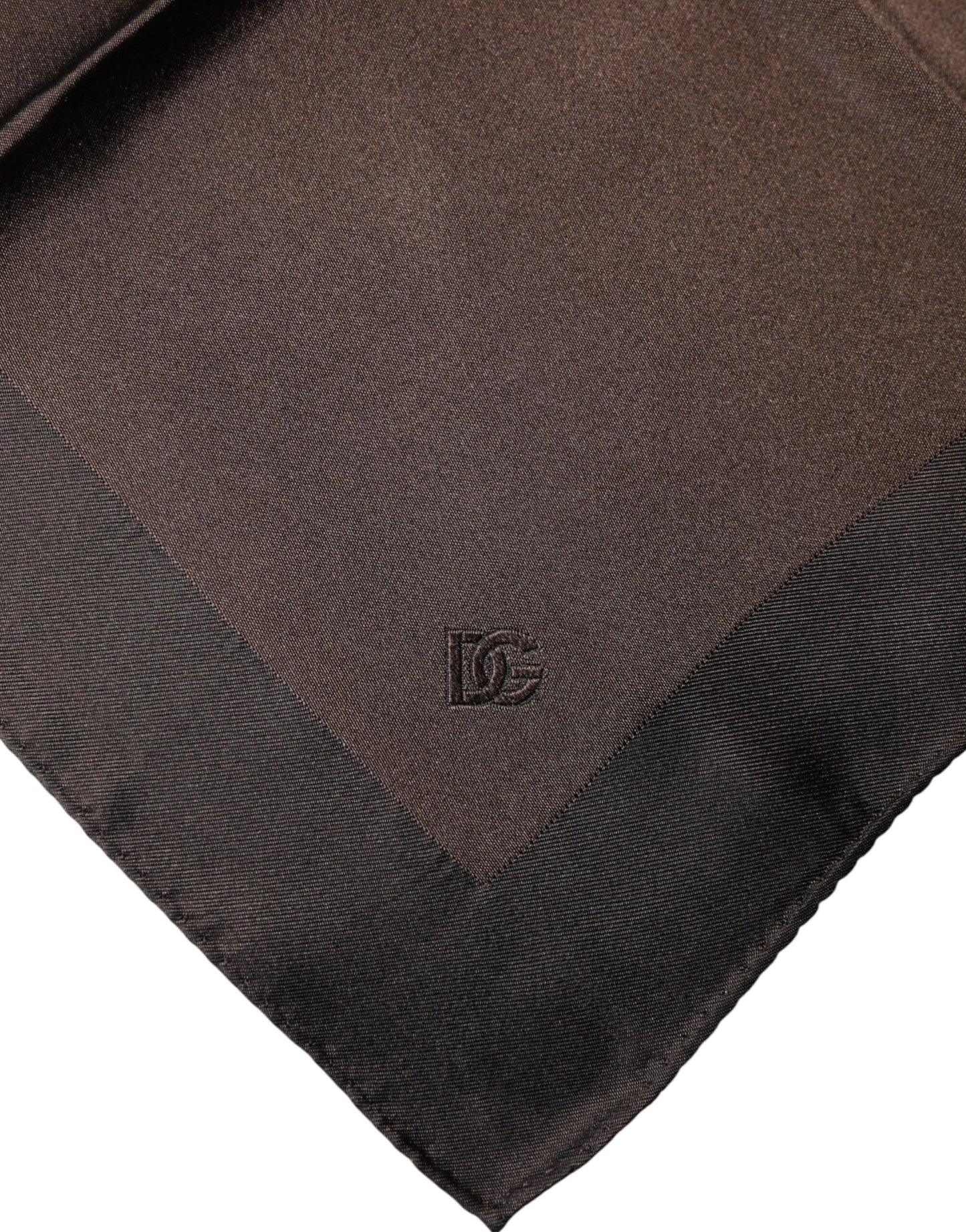 Brown Logo Silk Square Handkerchief Scarf