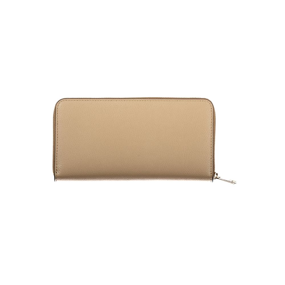 Beige Leather Woman Wallet