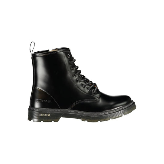 Black Polyurethane Men Ankle Boot
