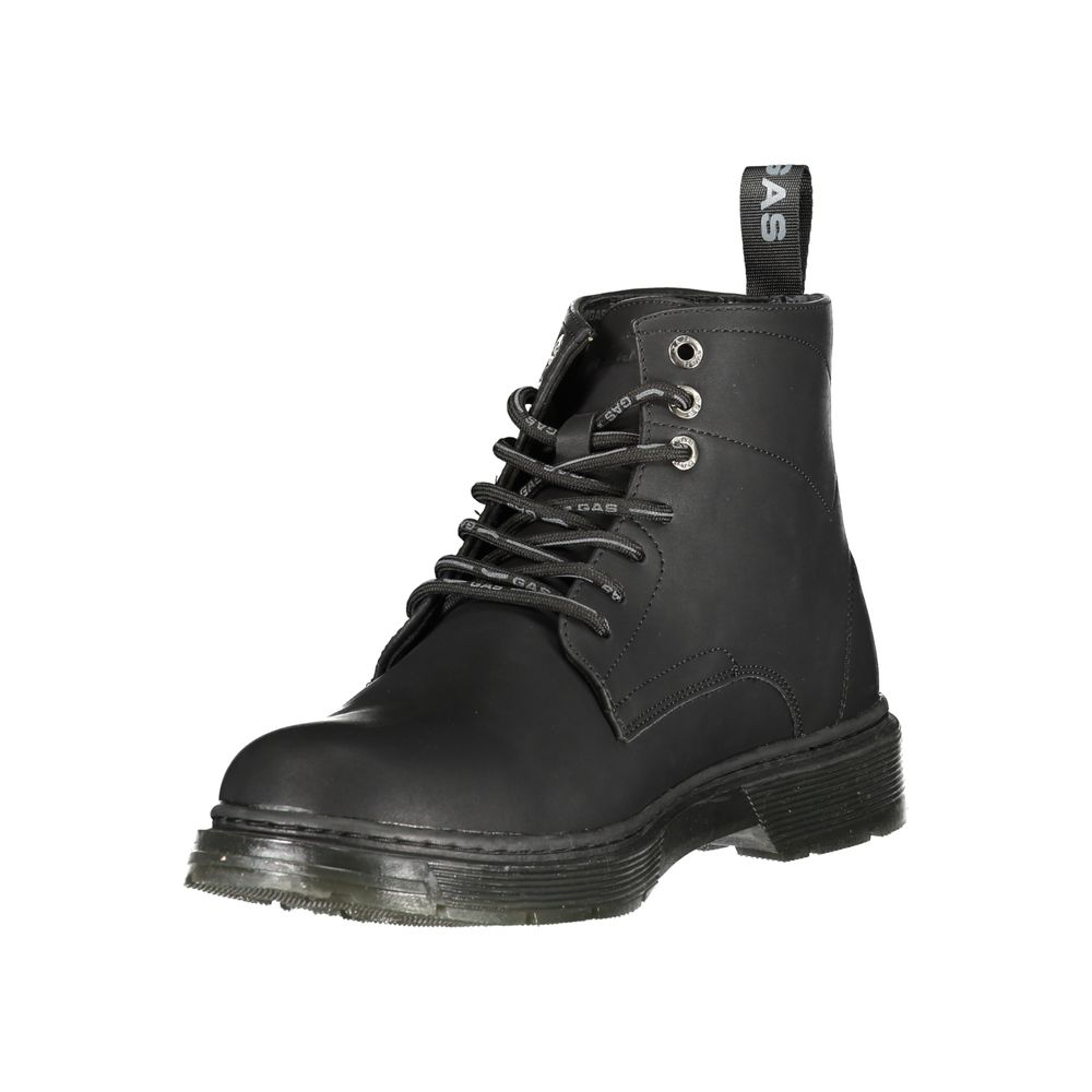 Black Polyurethane Men Ankle Boot