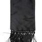 Black Silk Fringes Neck Wrap Foulard Scarf