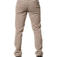 Beige Cotton Stretch Straight Mid Waist Trouser Pants