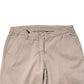 Beige Cotton Stretch Straight Mid Waist Trouser Pants