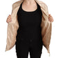 Bomber Full Zip Beige Long Sleeves Polyester Jacket