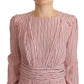 Pink Stripes Long Sleeves Sheath Midi Dress